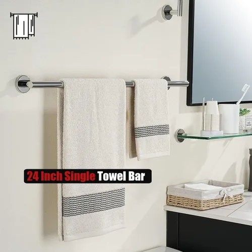 Miniatura 5 de JQK Toallero cromado, 27 pulgadas, acero inoxidable 304 engrosado 0.8mm, toallero para baño, soporte para toallas con acabado pulido montaje