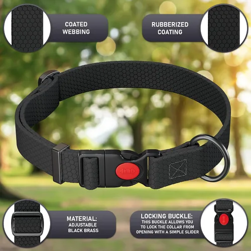 Miniatura 3 de Collar de perro ajustable con código QR identificación adjunta, fabricado en Estados Unidos, collar de perro resistente al agua con hebilla de Negro