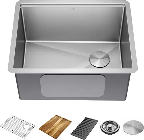 Miniatura 26 de DELTA FAUCET 95B932-32S-SS Lorelai - Lavabo de cocina Lorelai para estación de trabajo, de acero inoxidable, montaje bajo encimera, tarja única