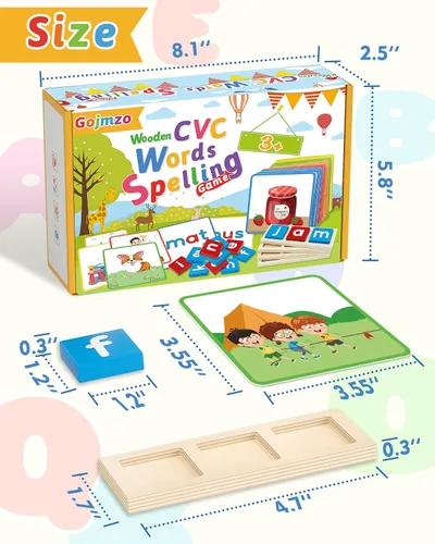 Miniatura 6 de Juegos de ortografía de palabras CVC de madera, juguetes educativos Montessori de aprendizaje para niños de 3, 4, 5, 6 años, actividades