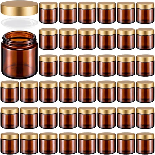 Miniatura 42 de Norme 48 frascos de vidrio de 4 onzas con tapas a prueba de fugas, redondos, herméticos, vacíos, frascos cosméticos con forros internos en la tapa