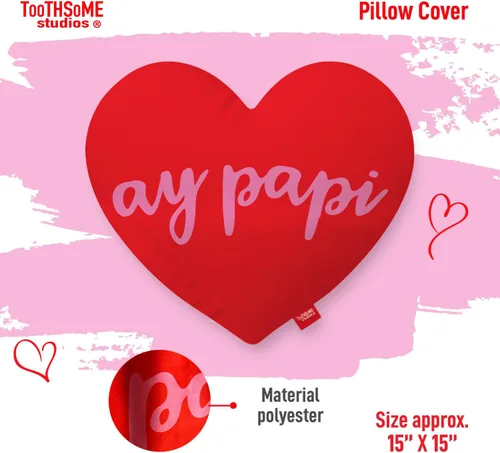 Miniatura 2 de Ay Papi - Funda de almohada de poliéster con forma de corazón de 15 x 15 pulgadas (relleno/relleno no incluido), diseño de corazón latino con tema