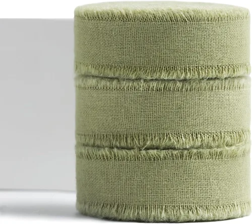 Miniatura 11 de Cinta de algodón de 5/8 pulgadas x 21 yardas, cinta de tela deshilachada hecha a mano verde oscuro para envoltura de regalos, invitaciones de boda