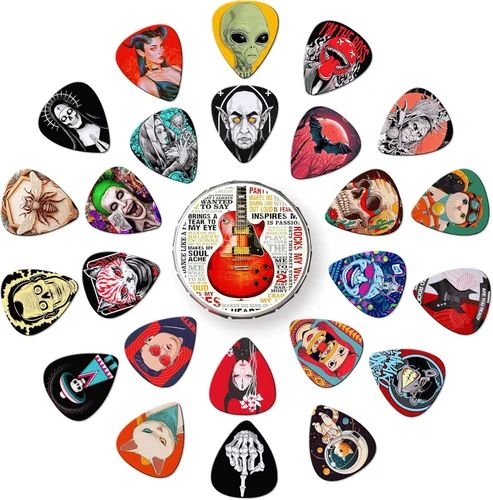 24 piezas de púas de guitarra 4 espesores de púas de guitarra delgadas, medianas, pesadas, púas de guitarra 0.46 0.71 0.96 1.20 mm, regalo único