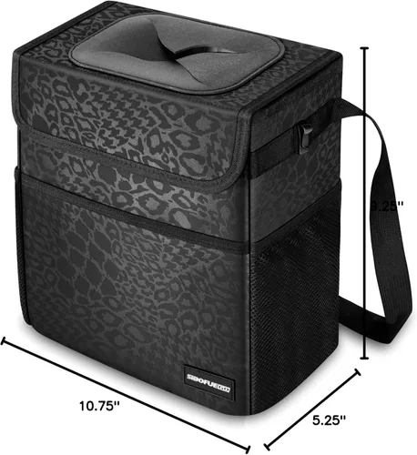 Miniatura 7 de SIBOFUEGO Bonito bote de basura para automóvil con tapa, contenedor de basura plegable multiusos para automóvil, organizador a prueba de fugas, bote