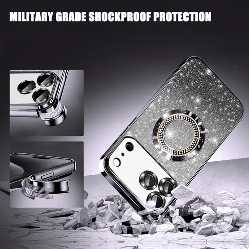 Miniatura 214 de Misscase Funda magnética con purpurina para iPhone 11 compatible con MagSafe, protección completa, delgada, a prueba de golpes, antiarañazos