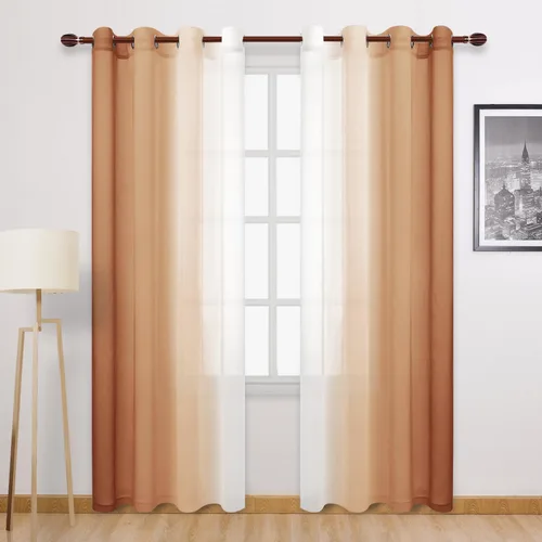 Miniatura 69 de DWCN Cortinas Transparentes de Lino Sintético Negro Degradado Ombré - Cortinas Semi Transparentes de Gasa con Ojales en la Parte Superior