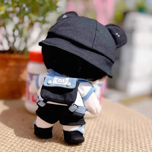 Miniatura 5 de niannyyhouse Ropa de muñeca de felpa de 5.9 in, conjunto de oso Parkour suelto, sombrero, pantalones, mochila, chaleco, zapatos, juguete de peluche