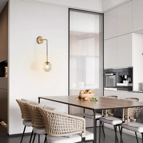 Miniatura 5 de Modo Lighting - Lámpara de pared moderna de mediados de siglo, minimalista, ajustable, de latón crudo, redonda, lámpara de lectura (pantalla ámbar)