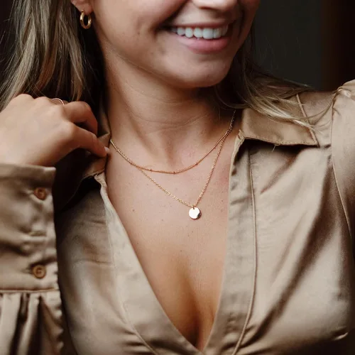 Miniatura 3 de Ava Riley Collar para mujer, gargantilla delicada chapada en oro de 14 quilates, collares de plata en capas para mujer, joyería de playa de moda
