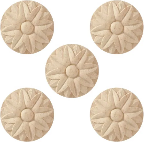 Miniatura 14 de 4 piezas de madera tallada de onlay apliques de madera de rosa tallada para muebles de cama, decoración de gabinete