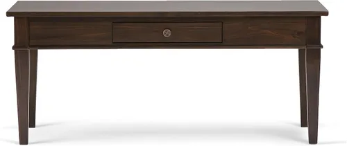 Miniatura 9 de SIMPLIHOME Carlton Mesa de café – Mesa de cóctel de transición de madera maciza de 44 pulgadas de ancho en marrón tabaco oscuro, mesa clásica
