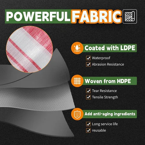 Miniatura 3 de RAINDEWAY Lonas de 4x8 pies, lona multiusos de poliéster a rayas de 12 mil, impermeable, con ojales y bordes reforzados, lonas rojas/blancas