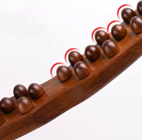 Miniatura 5 de Palo de masaje de madera Guasha Scraping Stick Handheld 26 cuentas Point Gua Sha Stick Masaje corporal para cintura/espalda/hombro/muslo/pierna