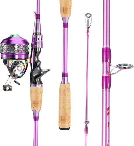 Miniatura 2 de Souagyilang Spincast Fishing Rod Reel Combo,2 Pieces Medium Heavy Pole with Super Smooth Reel Trouble-Free Push-Button Bait Casting Design for