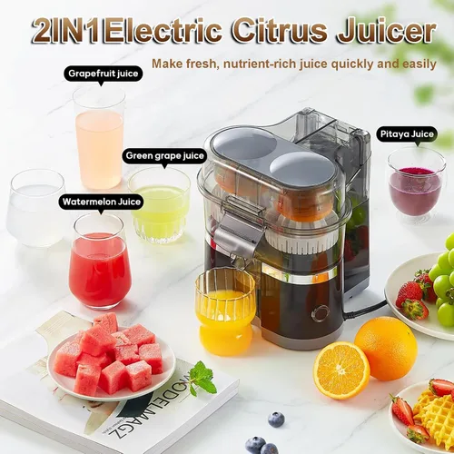 Miniatura 2 de Exprimidor eléctrico de 100 W, máquina de jugo de cítricos doble de 16.9 fl oz con motor potente de 18000 rpm, piezas fáciles de limpiar y aptas