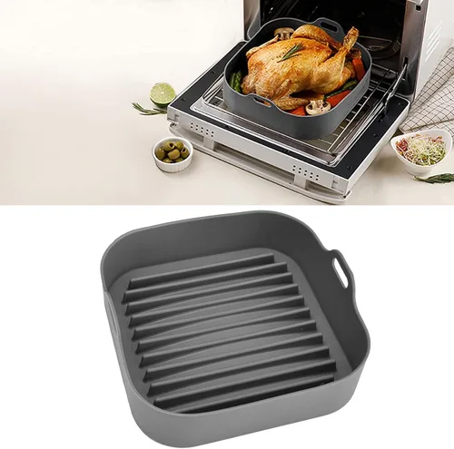 Miniatura 2 de Zerodis Olla de silicona para freidora de aire, cesta cuadrada de silicona para freidora de aire, accesorios de repuesto para revestimientos