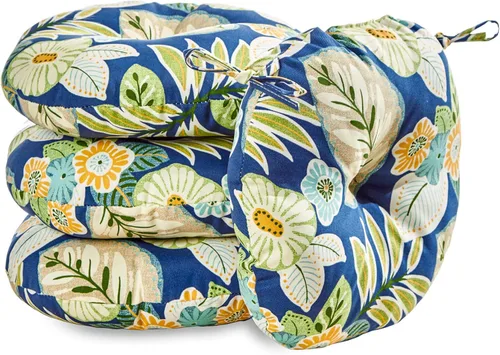 Miniatura 16 de South Pine Porch Juego de 4 cojines redondos para silla bistró de 15 pulgadas, diseño floral rojo Aloha