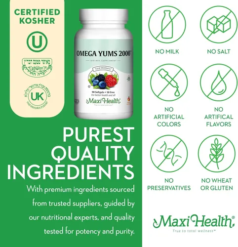 Miniatura 5 de Maxi Health Aceite de pescado de 2000 mg - Suplemento Omega 3 para adultos y niños - Fruity Burst - Aceite de pescado Omega-3 Fuente de ácidos