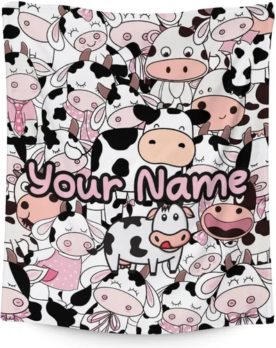 Miniatura 20 de Manta de vaca para niñas pequeñas, tamaño de regazo de 30 x 40 pulgadas, manta de felpa suave y peluda para regalo, manta negra linda para cama, sofá