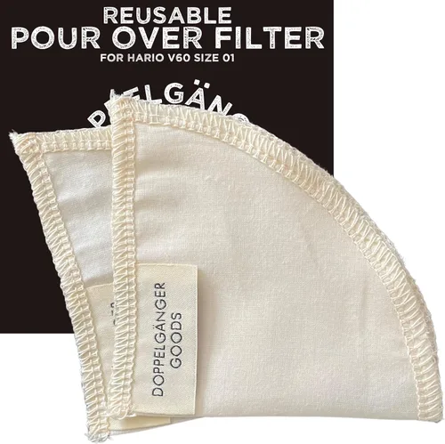 Filtros reutilizables de algodón orgánico para Hario V60 y Origami Style Pourover filtros de café, taza de cerámica, vidrio, gotero de plástico