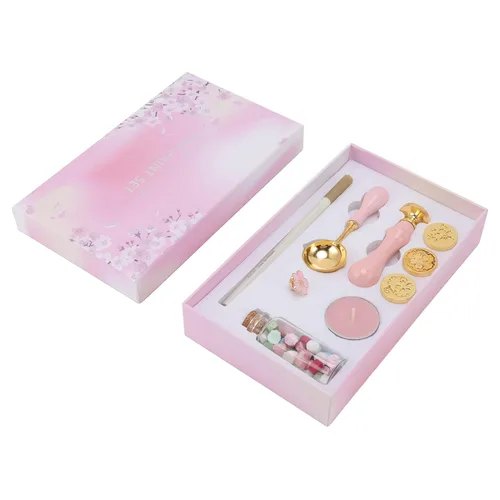 Miniatura 5 de Jeanoko Kit de sellos reemplazables con patrones de sello de cera con broche de mango de sello de madera para el hogar, escuela, oficina, invitación