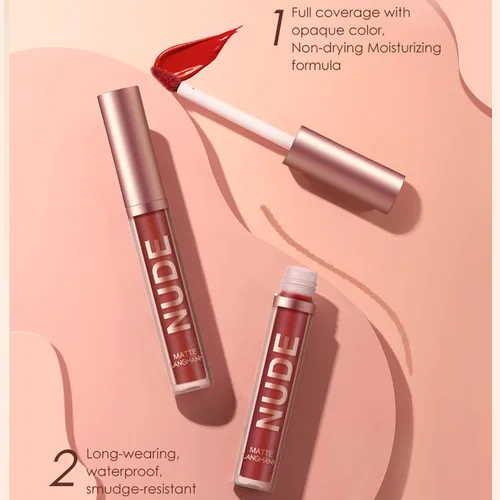 Miniatura 8 de URQT Juego de 12 delineadores de labios nude y lápiz labial, 6 lápices labiales líquidos mate aterciopelados + 6 delineadores de labios suaves a