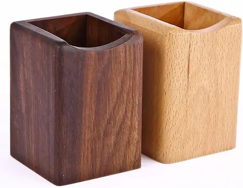 Miniatura 5 de Paquete de 2 Soportes de Madera para Bolígrafos y Lápices Multiusos de Madera Natural Vaso para Lápices Organizador de Escritorio Caja