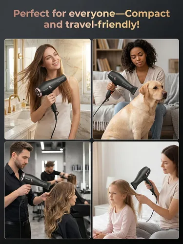 Miniatura 9 de Secador de pelo de salón, secador de pelo profesional, motor de CA con difusor para mujeres y hombres, secado rápido 5X, potente y silencioso