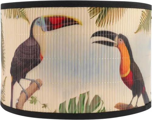 Uonlytech Pantalla de lámpara de tambor E27, pantalla de arpillera vintage, diseño de pájaros, lámpara de araña reemplazable, accesorios de luz para