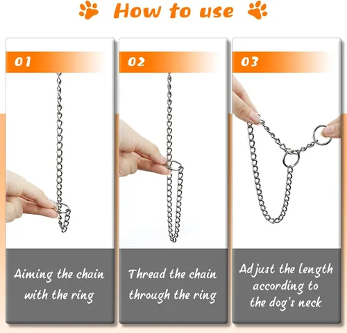 Miniatura 5 de TagME Collar de cadena para perros, collar ajustable a prueba de clima para perros pequeños y cachorros, collar de entrenamiento de mascotas
