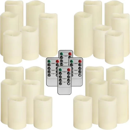 Miniatura 4 de YOROXRG Set de 24 velas sin llama impermeables para exteriores, velas LED con 4 controles remotos y temporizador