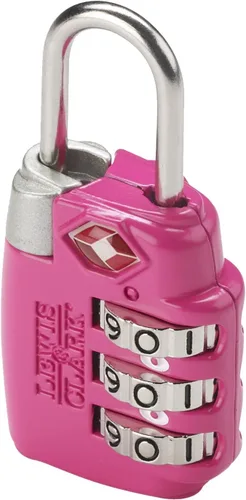 Lewis N. Clark Cerradura de grillete de equipaje de combinación de 3 esferas aprobada por la TSA, Rosado, Travel Sentry - Cerradura combinada con 3