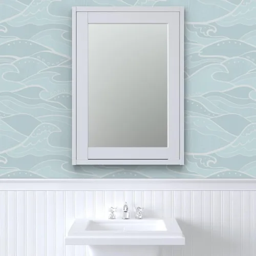 Miniatura 9 de Spoonflower Papel tapiz para despegar y pegar - Ondas Mar Luz Verde Azul Océano Náutico Surf Beach House Papel pintado extraíble personalizado