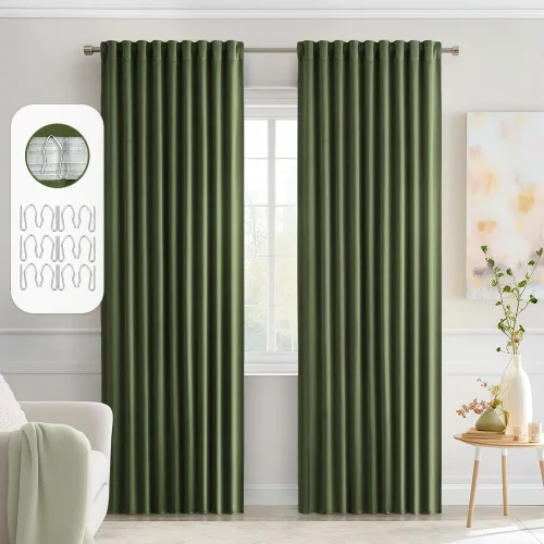 Miniatura 48 de MIULEE Cortinas opacas con pestaña trasera de 63 pulgadas de largo, juego de 2 paneles para sala de estar, dormitorio, privacidad, bolsillo