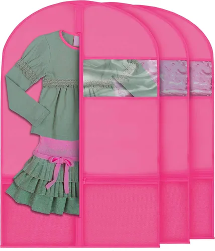 Miniatura 7 de Plixio Bolsas de ropa para niños de 36 pulgadas para disfraces de baile, ropa colgante para niños, uniforme, trajes, organizador de vestimenta
