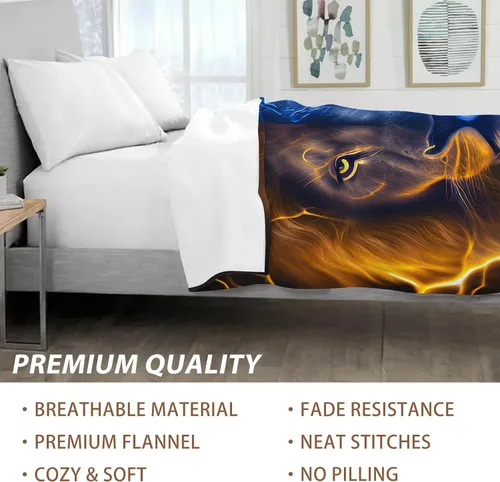 Miniatura 3 de SARA NELL Manta de león de rayo de fuego y hielo, manta genial para hombres, mujeres, adolescentes y niños, regalo único con estampado de animales
