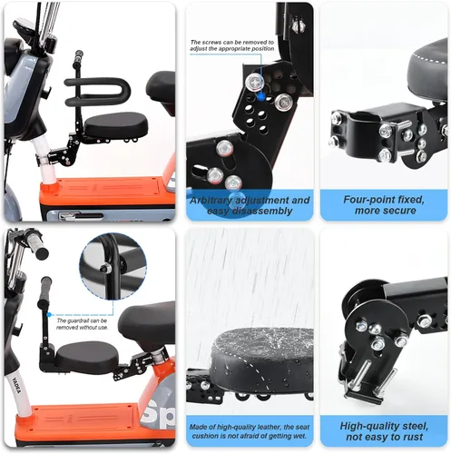 Miniatura 2 de Asiento de bicicleta para niños delantero, plegable montado en la parte delantera para bicicletas de ciudad, bicicletas híbridas de crucero, pedal