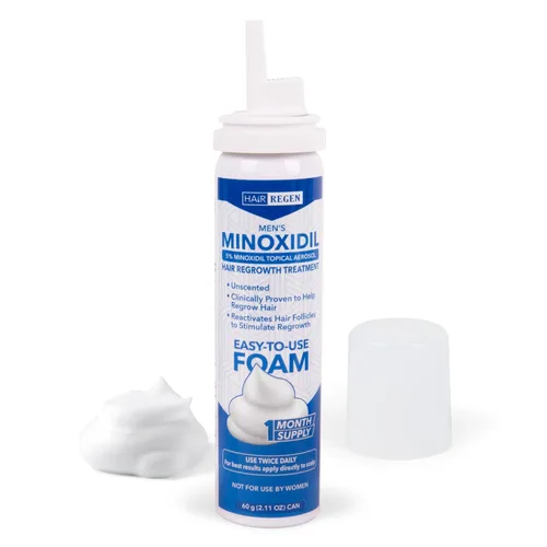 Hair Regen Minoxidil Foam para hombres 5% - Tratamiento de crecimiento del cabello para hombres para él - Espuma tópica Minoxidil para hombres -