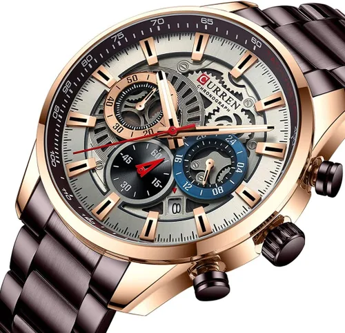 Miniatura 2 de FANMIS Reloj de pulsera de cuarzo analógico de acero inoxidable impermeable para hombre