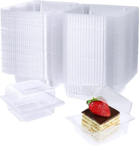 Jizvxe Paquete de 100 Recipientes de Comida Cuadrados de Plástico Transparente con Bisagras, Recipientes de Plástico Desechables para Llevar con