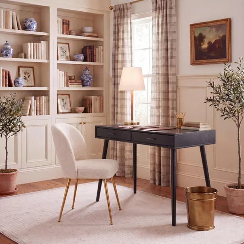 Miniatura 2 de SAFAVIEH Home Collection O'Dwyer Mid-Century - Escritorio retro negro con 2 cajones