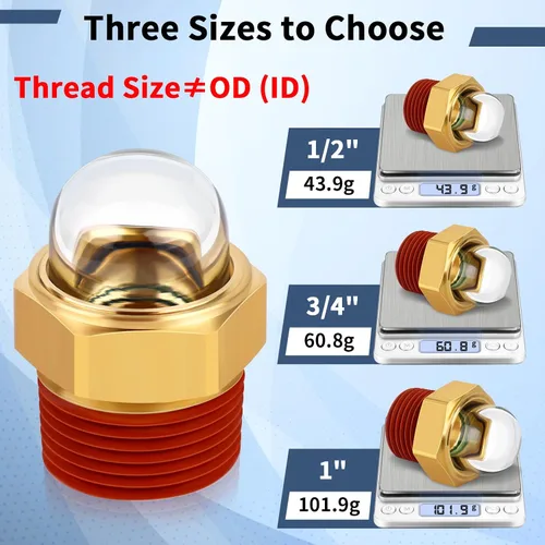 Miniatura 6 de Boltigen Cristal de visión de repuesto para compresor de aire, visor de aceite de 1 pulgada con cúpula transparente, enchufe de visión de nivel