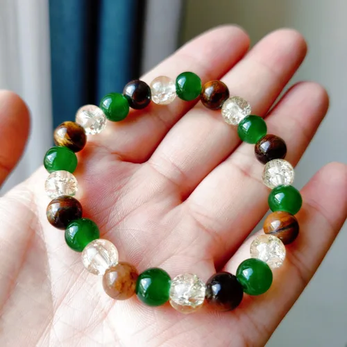 Miniatura 50 de Pulseras de triple protección con piedra de ojo de tigre de obsidiana negra con hematita para hombres y mujeres, pulsera de piedra curativa