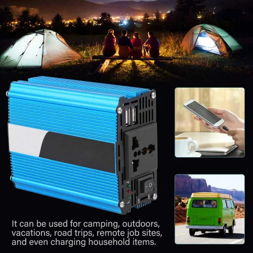 Miniatura 2 de 500W DC 12V a AC 220V-240V pico 600W convertidor de coche adaptador USB dual