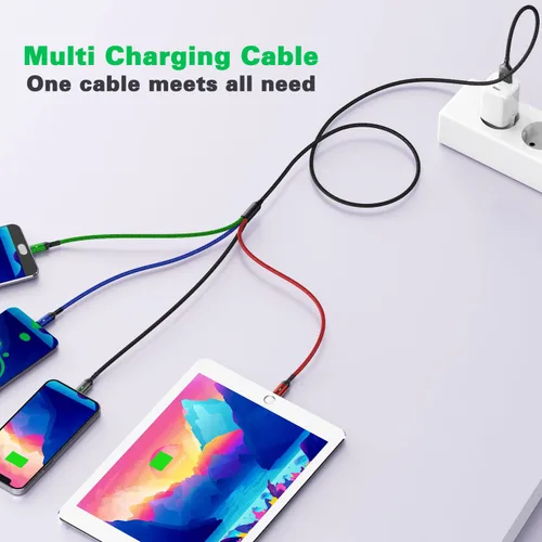 Miniatura 4 de Cable de carga múltiple, paquete de 2 cables de carga múltiple de 10 pies, cable de carga múltiple 4 en 1, cable de carga universal