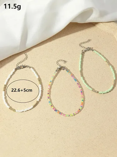 Miniatura 3 de Tobillera de concha para mujer, tobillera ajustable con cuentas trenzadas, joyería de pie, regalos para niñas