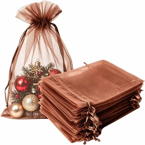 Miniatura 9 de Bolsas de regalo de organza de 4 x 6 pulgadas con cordón para joyas, dulces, paquetes de 50 bolsas de té de tela transparente azul aguamarina