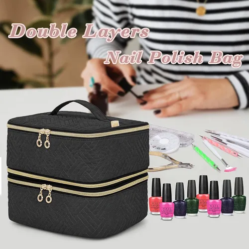 Miniatura 7 de LUXJA Organizador de esmalte de uñas desmontable de 2 capas, 60 botellas, Negro