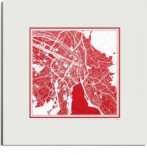 Miniatura 23 de O3 Design Studio Mapa de corte de papel Madrid negro mate de 20 x 20 pulgadas